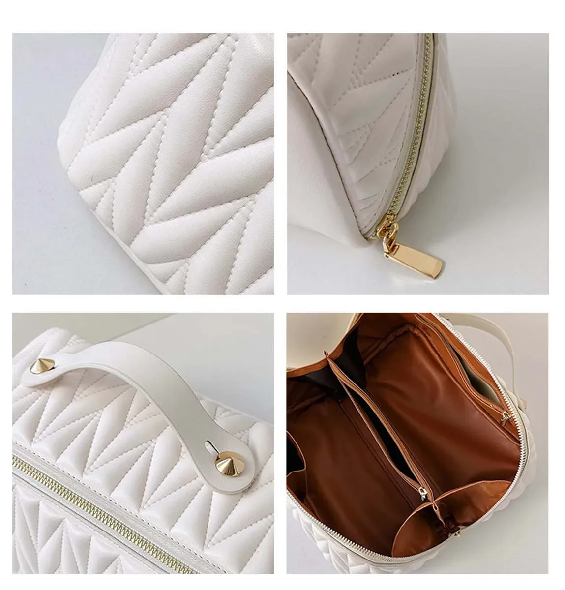 trousse de maquillage en pu de qualité supérieure, grand niveau d'apparence, trousse de toilette de voyage à la mode, nouveau sac de rangement de cosmétiques de couleur unie