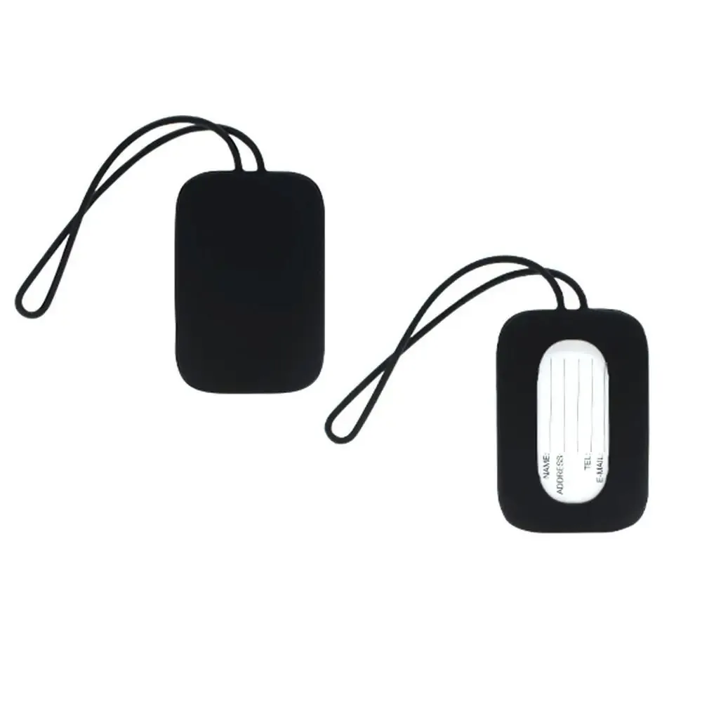 étiquette de bagage universelle en silicone, anti-perte, avec lanière, étiquette de carte d'embarquement, nom souple, adresse de téléphone, voyage