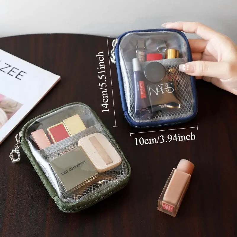 1 pièce - trousse de maquillage portable transparente avec compartiments tactiles, sac de rangement de voyage pour écouteurs bluetooth et chargeurs, sac de rangement pour portefeuille et trousse de toilette