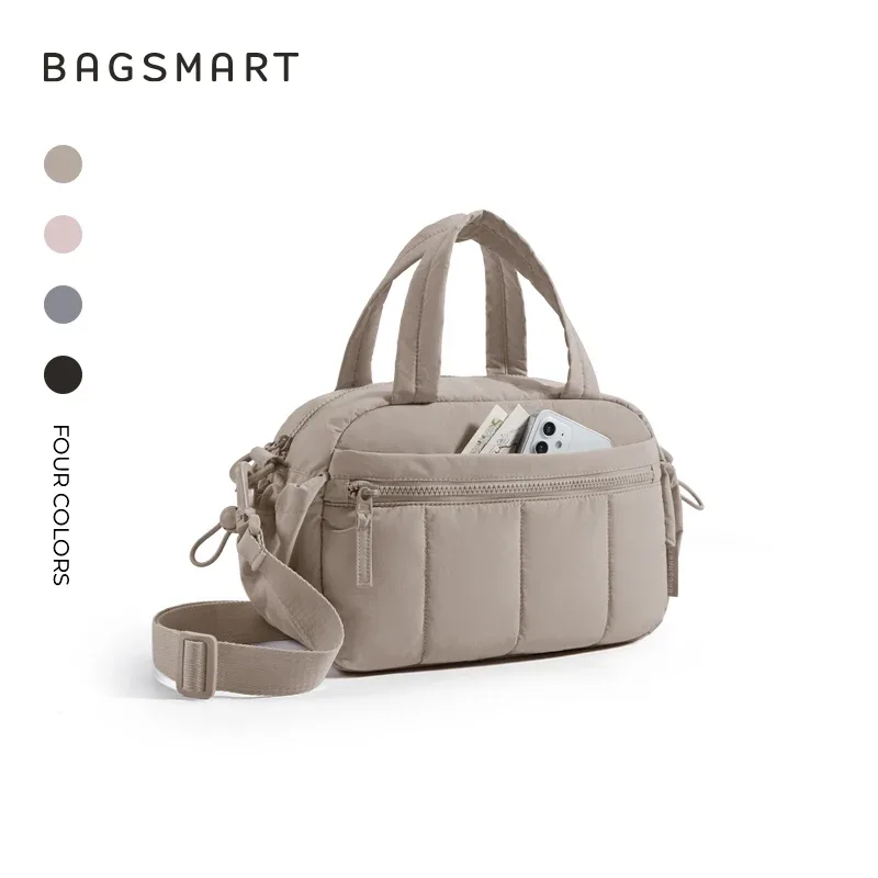 sac voyage polyester noir pochette bandoulière poignée supérieure poches zippées latérales avant usage week-end loisirs étudiants femmes