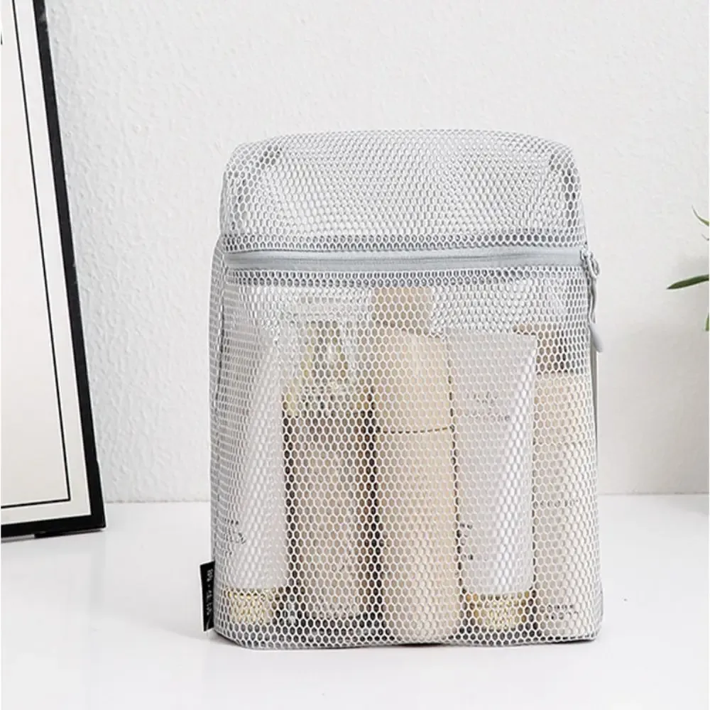 pochette de rangement décontractée en nylon avec fermeture éclair, sac à cosmétiques en maille, pochette multi-usage en maille pour femme
