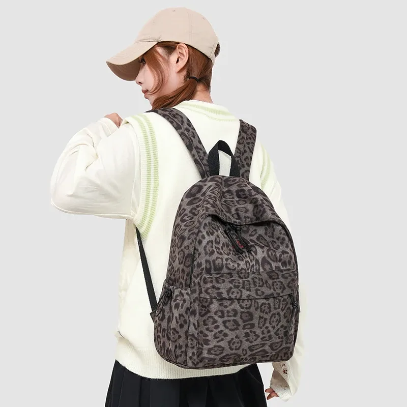 sac à dos oxford imprimé léopard pour femmes, tendance, grande capacité, sac d'école, sac à dos de voyage décontracté pour adolescentes, usage quotidien