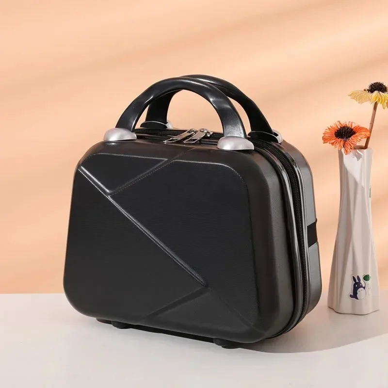 sac de maquillage de voyage pour femmes de 14 pouces, mini valise compacte en plastique abs, design uni, idéal pour un usage personnel