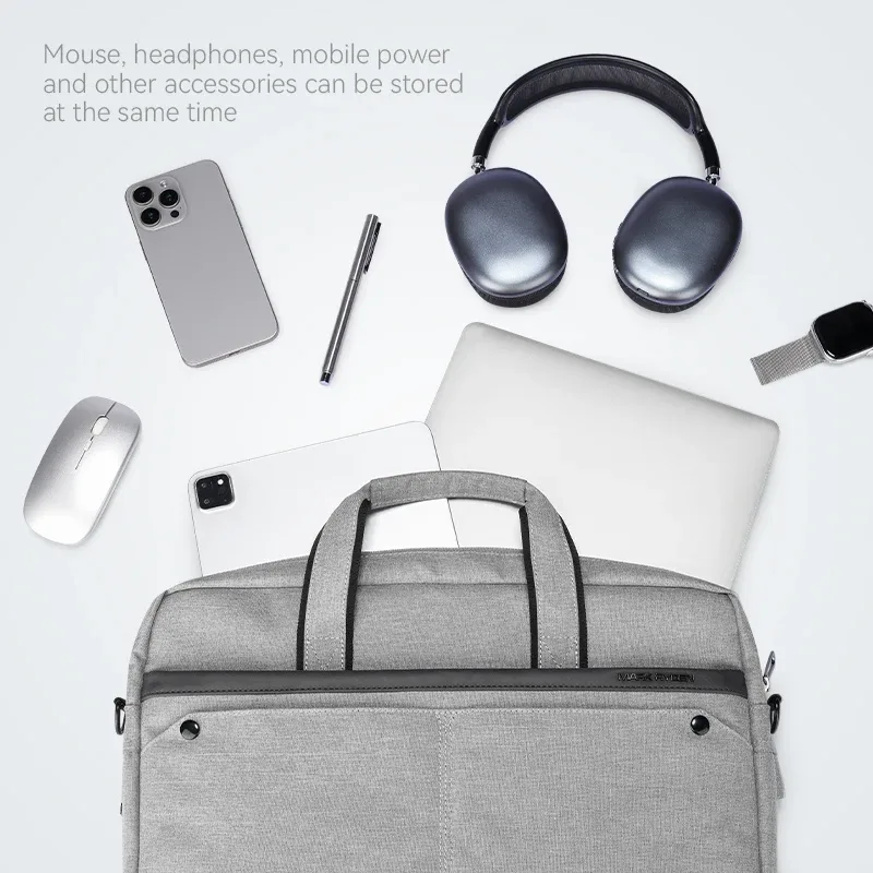 mark ryden sac pour ordinateur portable en tissu oxford, mallette extensible, convient aux ordinateurs portables de 15,6 pouces, sac à main d'affaires résistant à l'eau