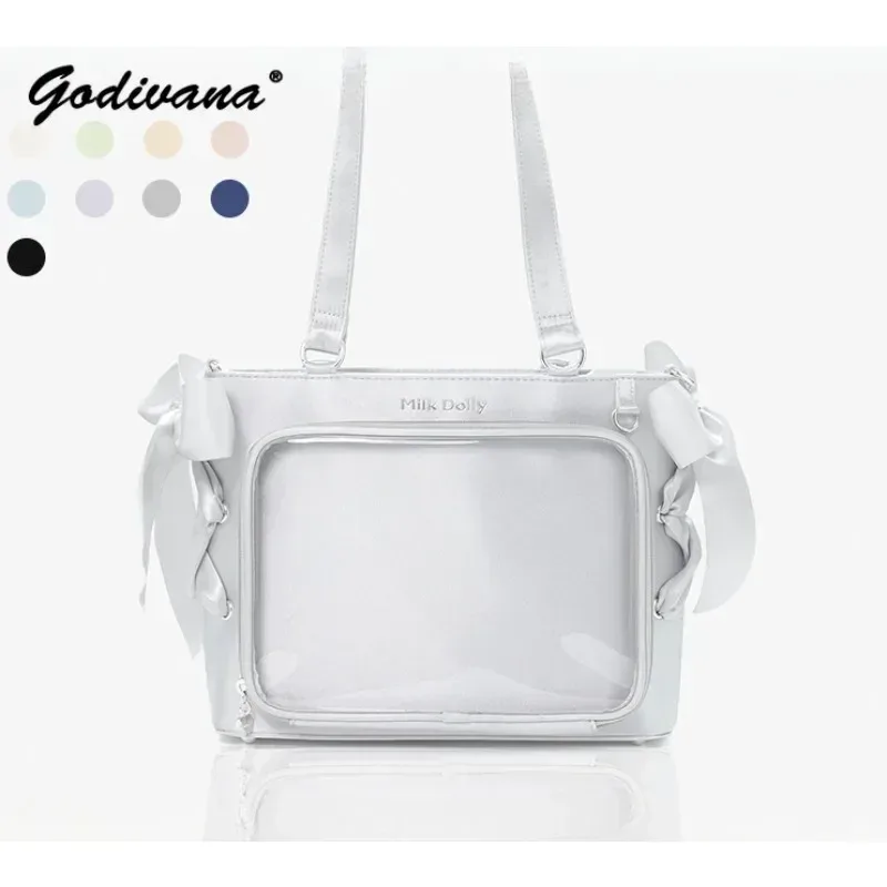sac à main lolita de grande capacité pour filles, sac à bandoulière carré, solide, ruban de satin, original, style japonais, initié itabag