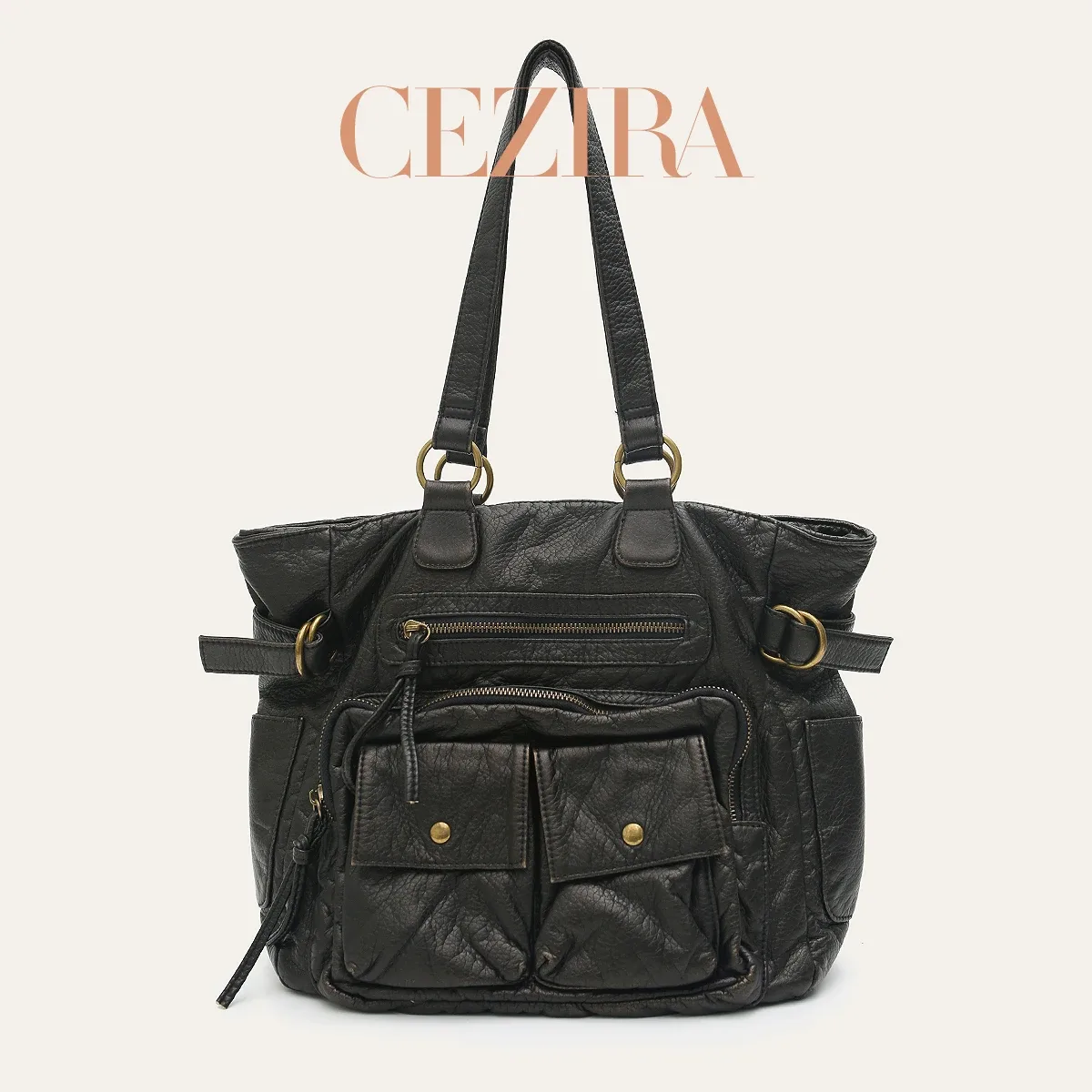 sac à main fourre-tout en cuir vegan pu délavé style rétro cr y2k, avec plusieurs poches et fermeture à glissière, sac à bandoulière pour femme, mode décontractée quotidienne.