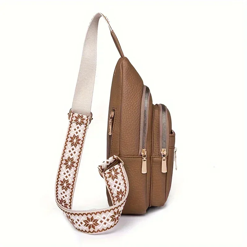 sac à bandoulière rétro chic en cuir pu souple, multifonctionnel, plusieurs poches à fermeture éclair, polyvalent pour les loisirs et le dehors
