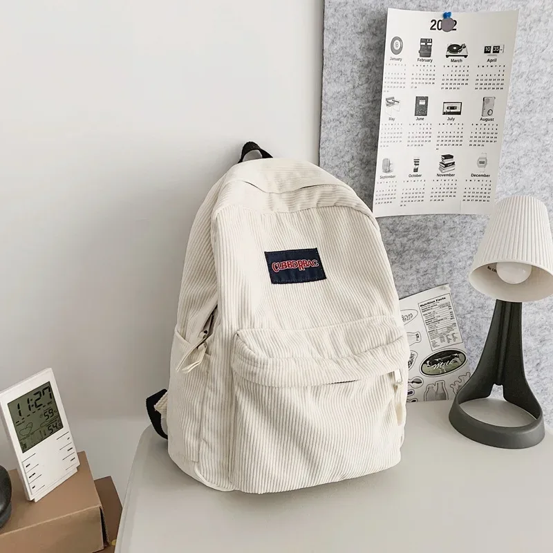 vintage garçon fille velours côtelé vert sac d'école hommes femmes ordinateur portable collège sac à dos cool dame étudiant mode femme voyage bookbag nouveau