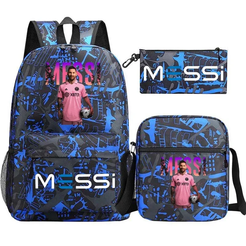 lot de 3 sacs à dos messi en nylon, simples, pour le sport, avec compartiment pour ordinateur portable, sacs à dos décontractés pour l'école, les voyages et les trajets quotidiens