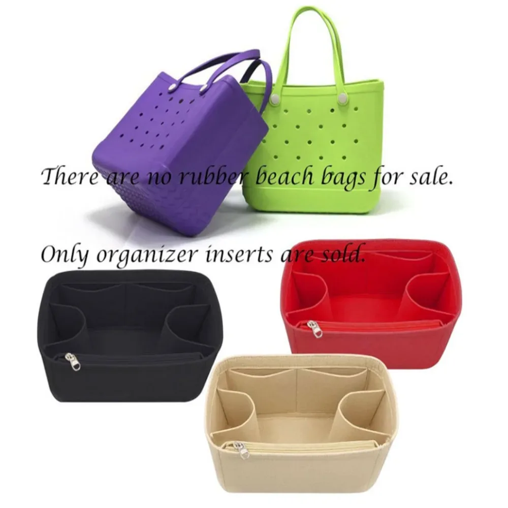 organisateur de sac à insérer en feutre pour sac bogg, grand séparateur de sac à main intérieur original, fourre-tout portable multi-poches façonnant pour sac de plage en caoutchouc