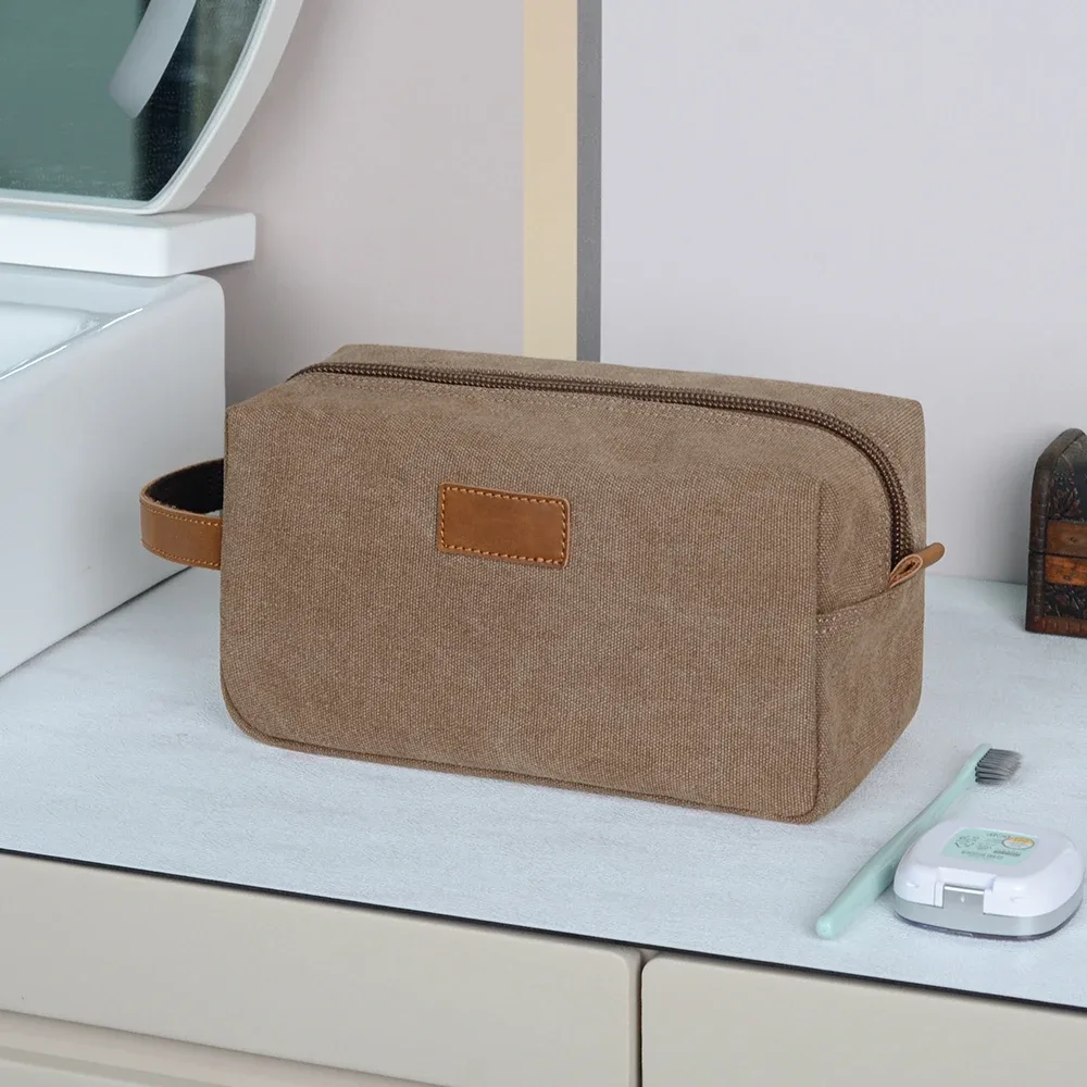 trousse de toilette multifonctionnelle en toile avec logo personnalisé, sac de voyage pour hommes, trousse de rasage suspendue, trousse de toilette pour hommes