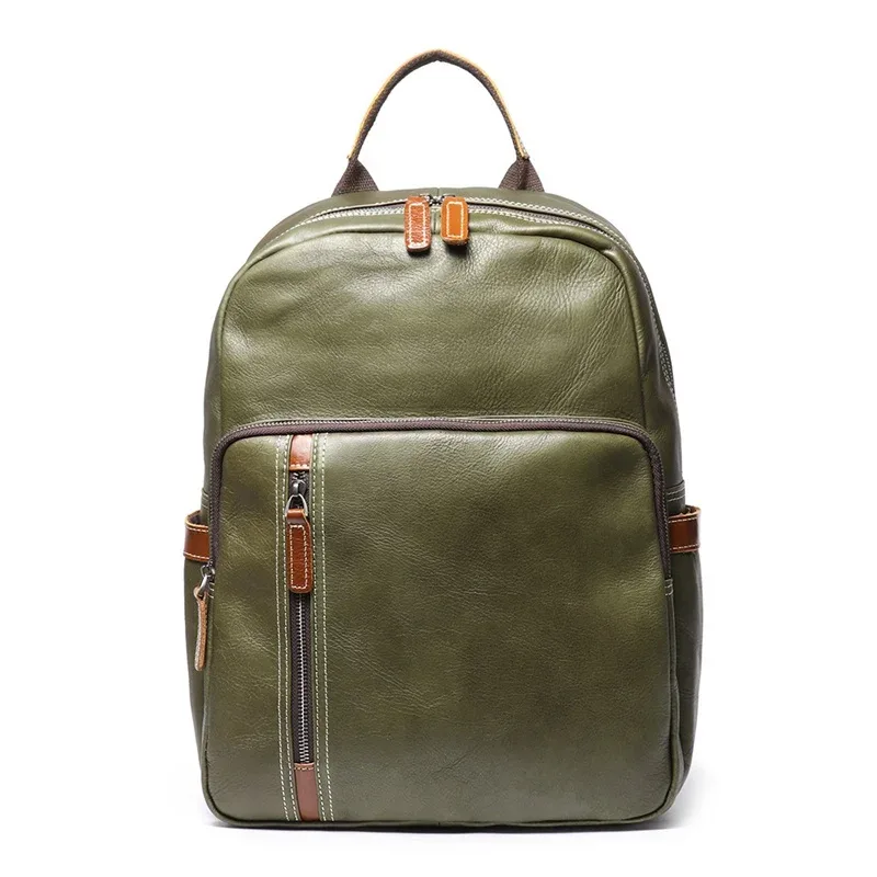 nesitu haut de gamme a4 vintage noir marron vert haut grain en cuir véritable 14 ''ordinateur portable femmes hommes sac à dos en peau de vache sac de voyage m1788