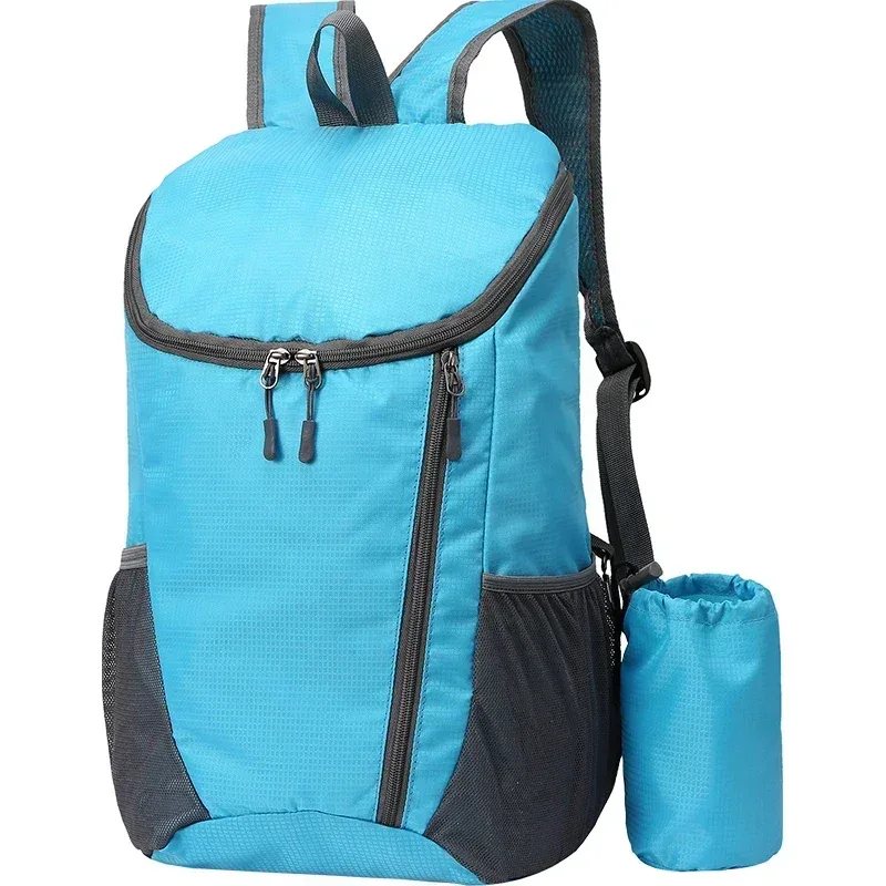 sac dos oxford université bleu bandes gris noires motif géométrique poches zippées grande poche latérale petit sac pliable imperméable sport voyage