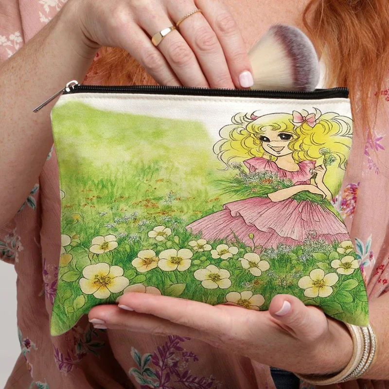 trousse de maquillage candy doll pour femmes, organisateur de cosmétiques de voyage, sacs de rangement mignons à motifs de dessins animés pour filles