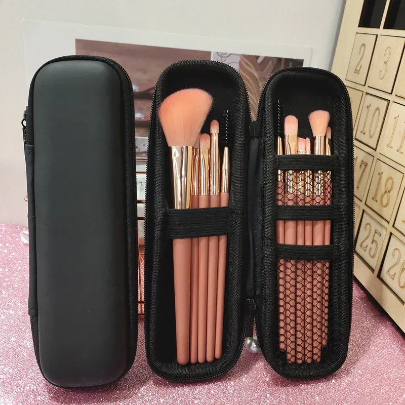 sacs de rangement de cosmétiques noirs, étui étanche pour pinceaux de maquillage à double fermeture éclair, sac pour femmes, porte-brosse de voyage portable, boîte à stylos
