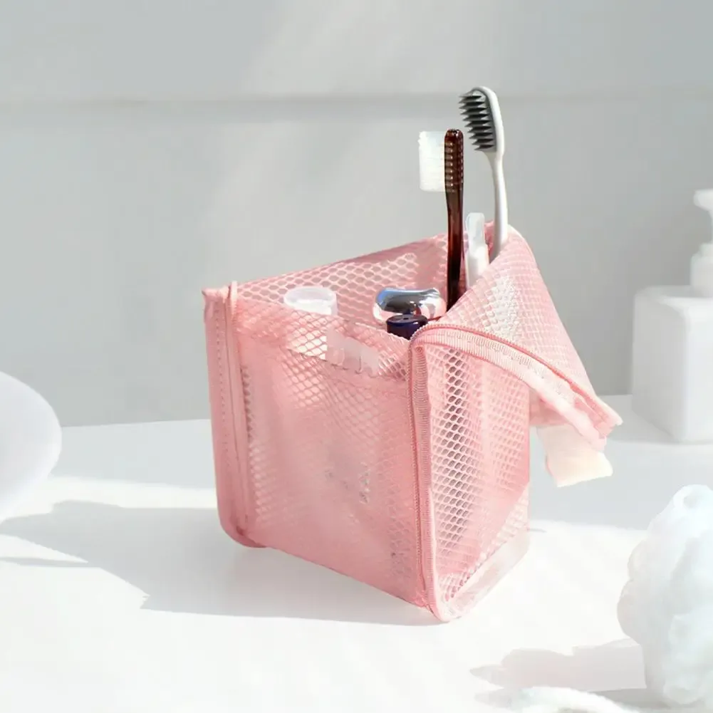 sac à cosmétiques en maille pour femmes, sac de rangement de voyage, organisateur de maquillage, pochette de maquillage portable, petite et grande trousse de toilette, étui de beauté ﻿ ﻿