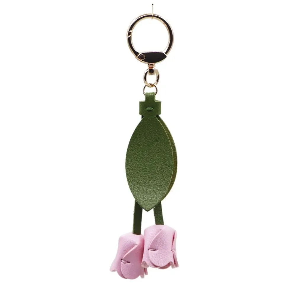 pendentif de sac sweet tulip, en cuir pu dopamine, accessoire de décoration pour sac à dos frais, accessoires assortis pour sac, lanière florale de style coréen pour fille