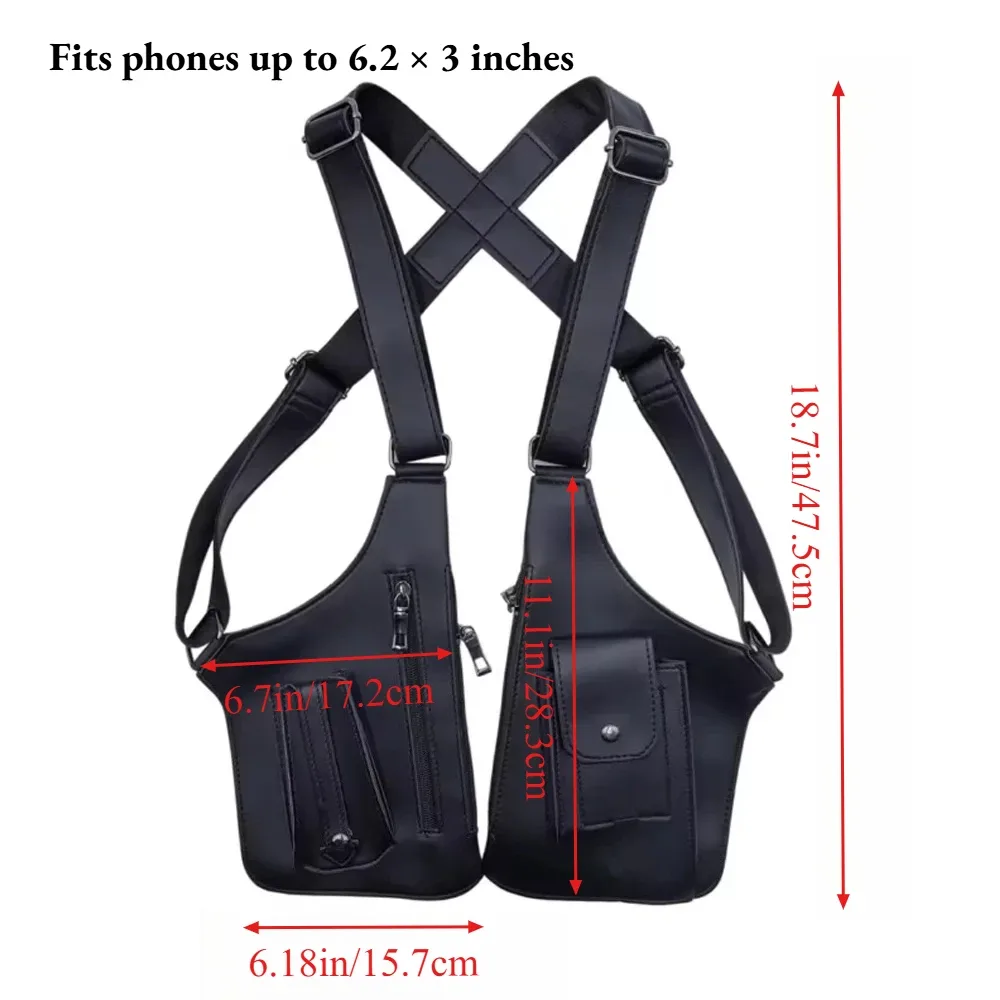 sac antivol sous les bras, étui d'épaule caché, double pochette de rangement, poche portefeuille pour téléphone