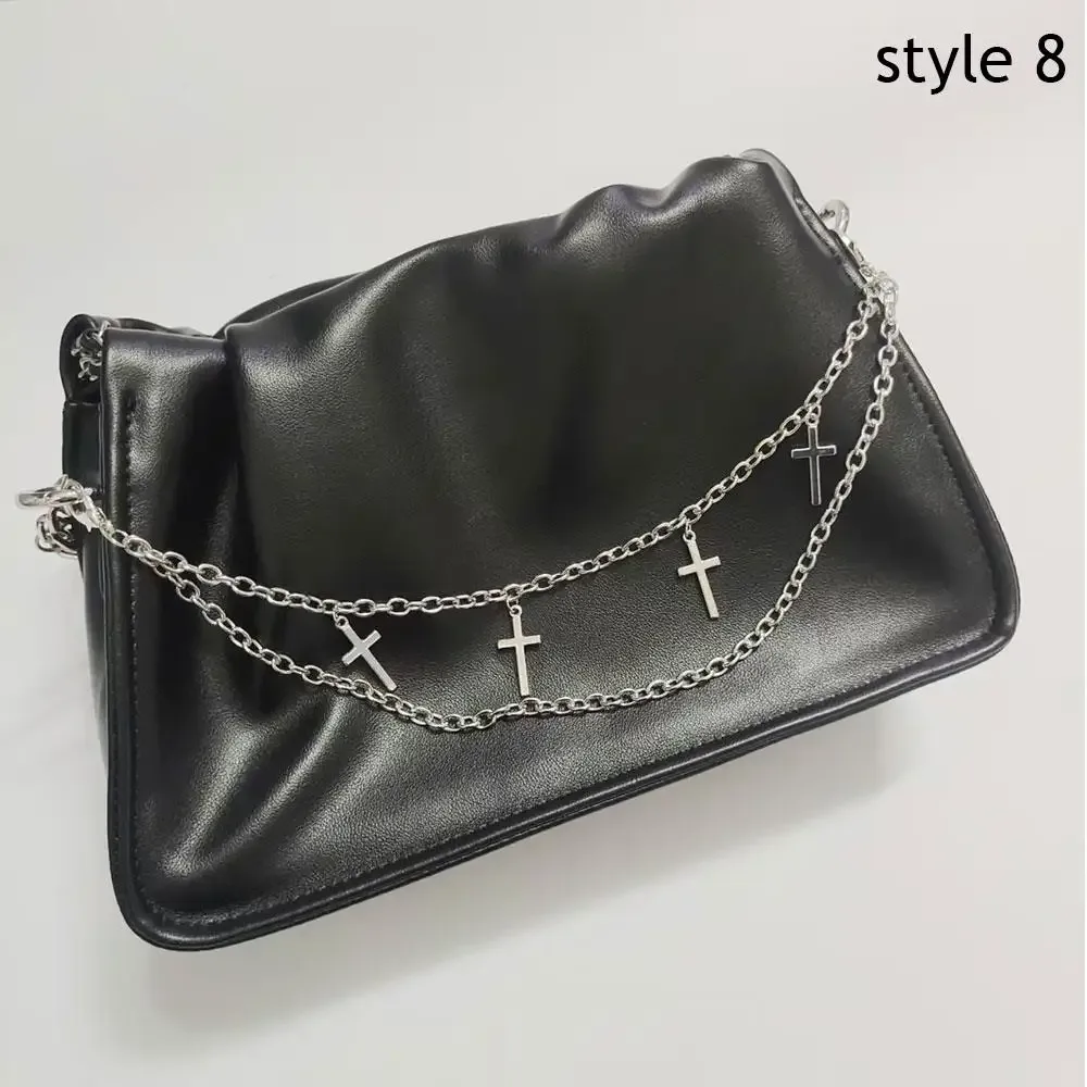 chaîne de sac en métal papillon multicouche, chaînes de sac en métal argenté, mode bricolage, sac à bandoulière, sangles en chaîne, accessoires de décoration pour jeans
