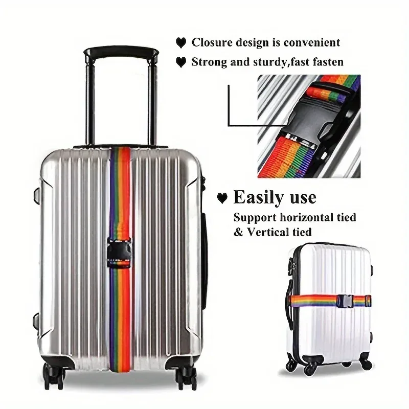 sangle bagage polyester extensible multicolore rouge orange jaune vert bleu violet bande boucle rapide voyage