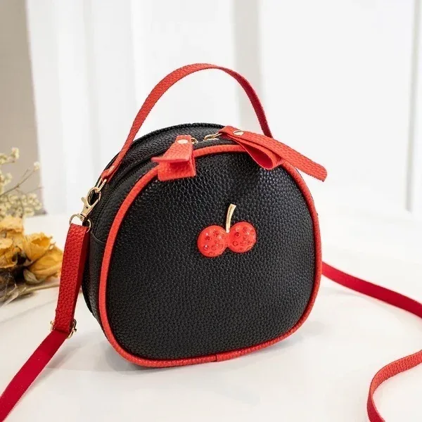 mode cerise modèle doux filles petit sac rond sac à main simple décontracté étudiant mini voyage sac à dos sacs à main sacs à bandoulière