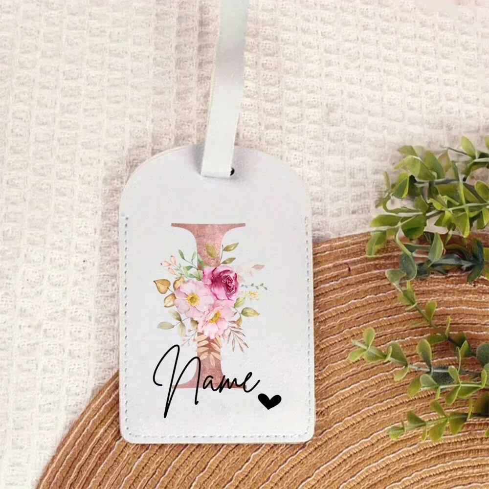 étiquette de bagage personnalisée avec nom | accessoires de voyage portables personnalisés en pu, avec monogramme imprimé tendance, idéaux pour les fêtes