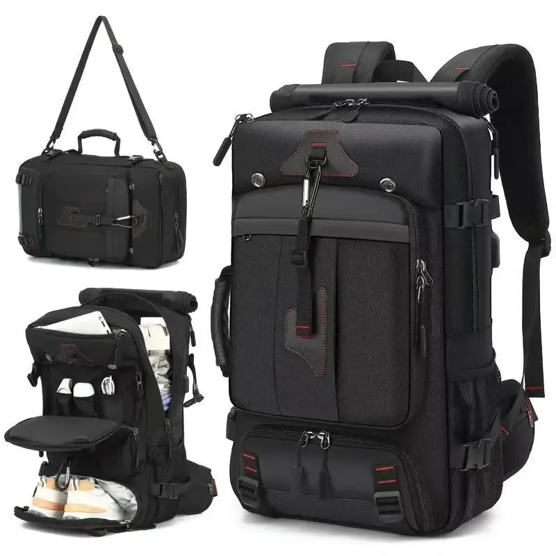 sacs à dos de voyage pour hommes et femmes, sac à dos surdimensionné de 60 à 70 litres, sac de voyage convertible durable, avec compartiment pour chaussures