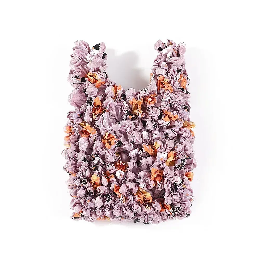 sac à provisions pliable à bulles réutilisable, grande capacité, sac à main plissé flexible, sac de rangement multi-usages en mousseline