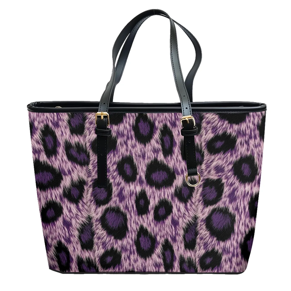 sac à bandoulière en cuir oxford pvc imprimé multicolore en fourrure de léopard urbain, fourre-tout de voyage léger avec fermeture éclair, sac à main de week-end pour le travail quotidien