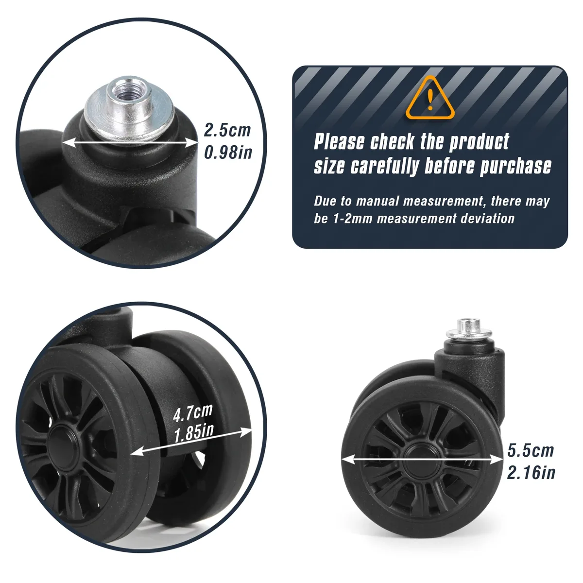 1/2 pièces stln-2 chariot roulette remplacement valise boîte à bagages roues double rangée 360 ° kit de réparation de spinner, roues robustes