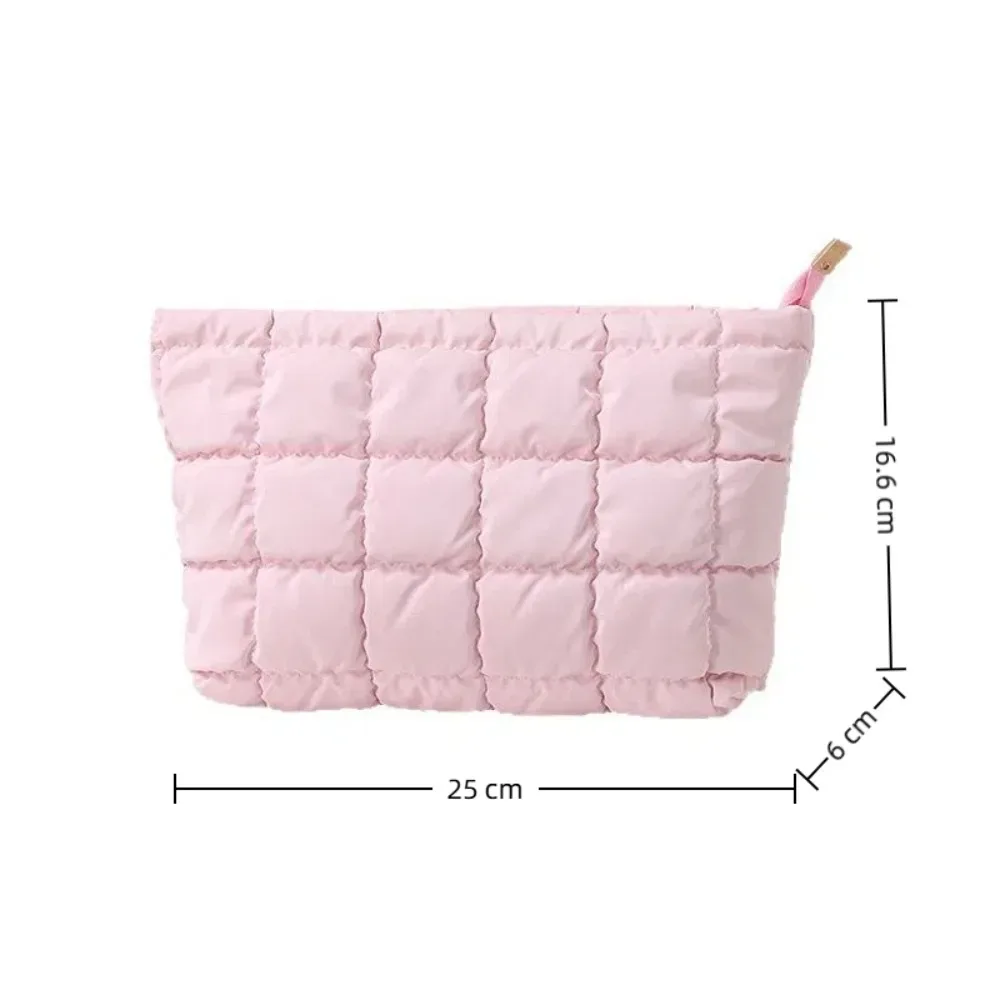 sac à main cosmétique en coton à bulles simple pour femmes, organisateur de voyage, pochette de maquillage pour rouges à lèvres, sac à fermeture éclair de grande capacité pour filles