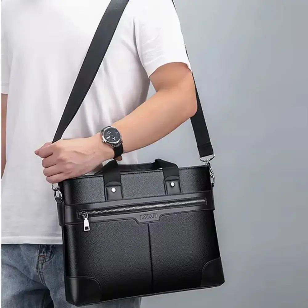 porte-documents en cuir pu grande capacité, fermeture éclair en tissu oxford, sac pour documents professionnels, organisateur de papiers multifonctionnel
