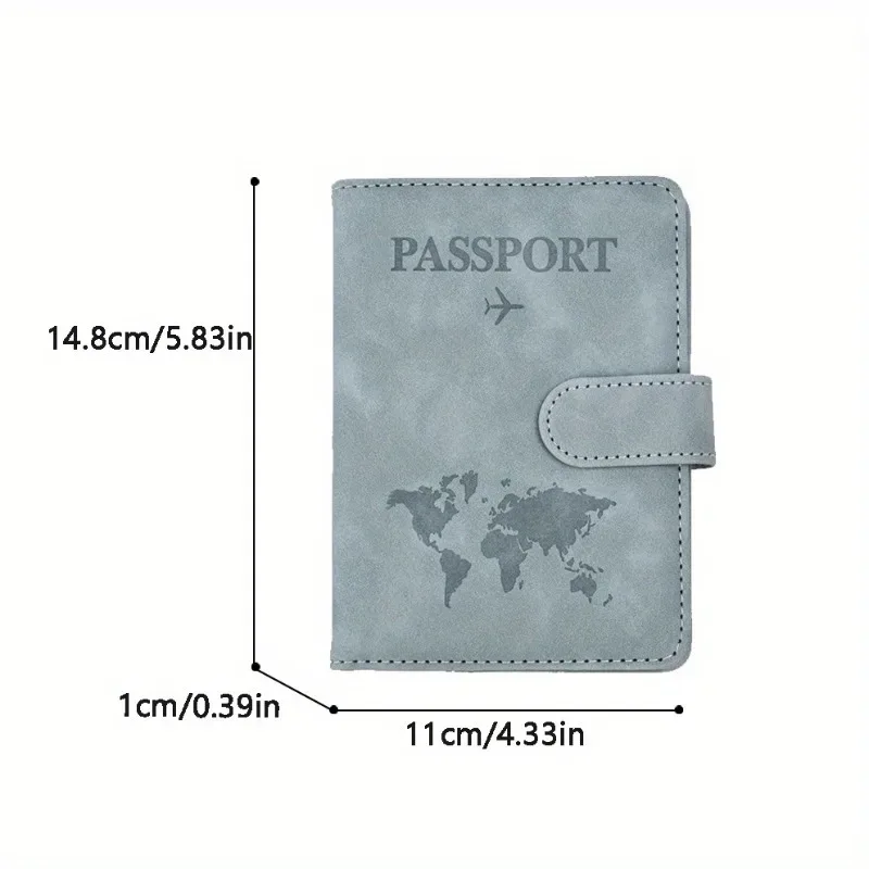 porte-passeport personnalisable anti-rfid – cuir synthétique élégant avec motif carte, portefeuille de voyage multifonctionnel