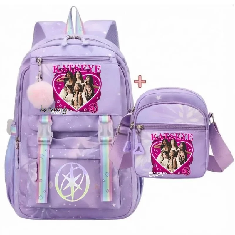 sacs à dos katseye avec imprimé amusant pour étudiants, sacs à dos pour la rentrée scolaire, sacs d'école grande capacité, sacs à dos de voyage pour l'extérieur