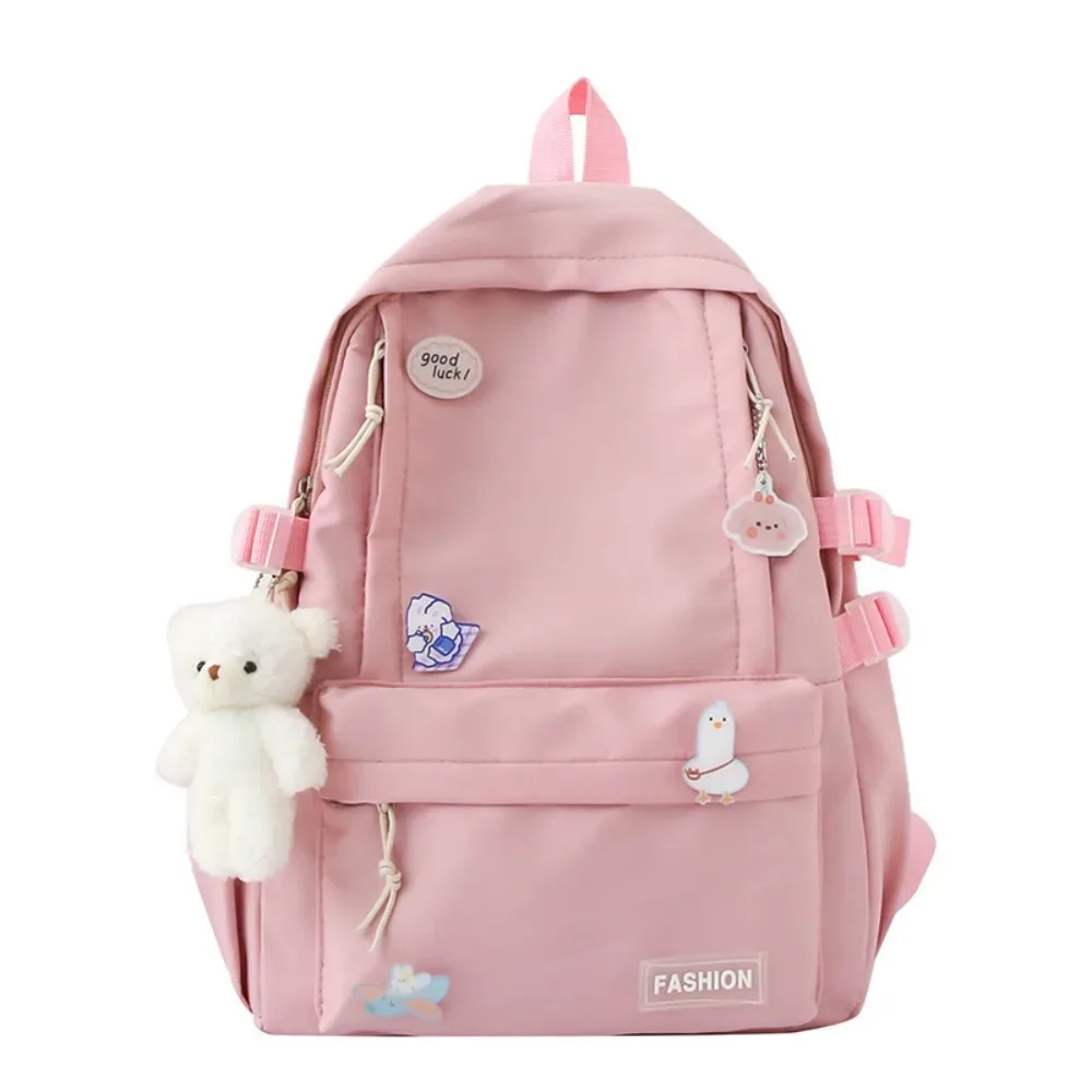 nouveau sac d'école de grande capacité portable couleur unie sac à dos léger sangle réglable sac de voyage en toile unisexe