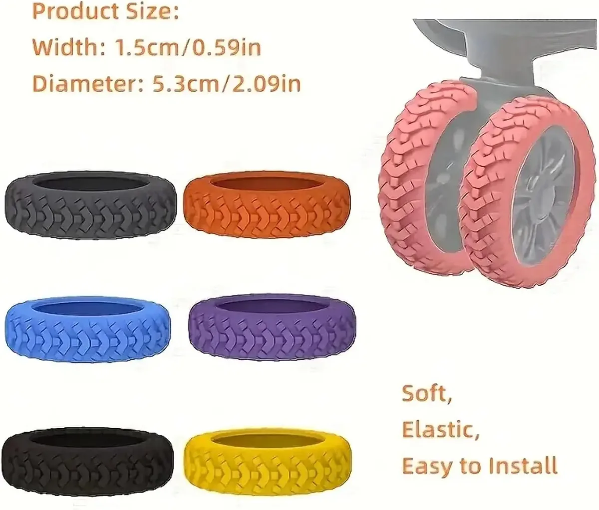 protector wheel set silica gel soundproof shock absorber voyage accessory grey black blue orange violet