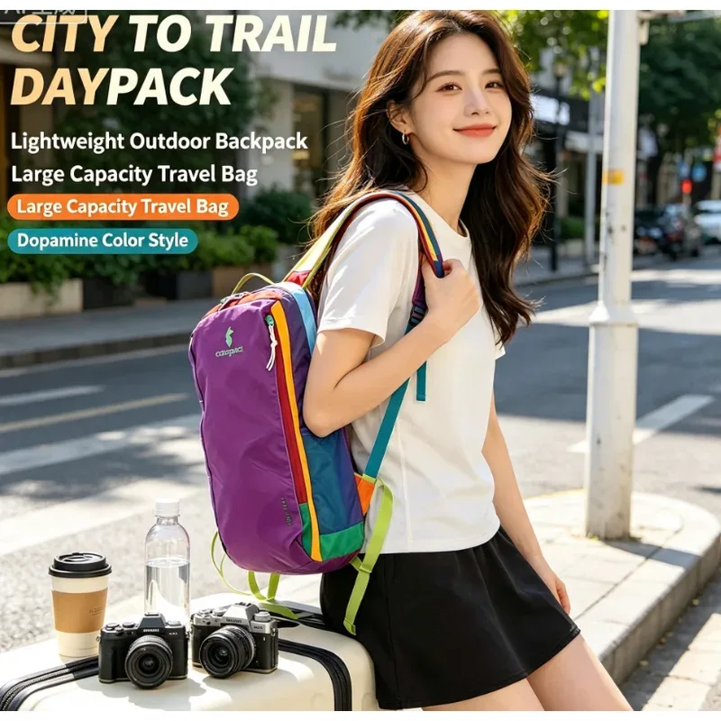 sac à dos léger pour femmes, grande capacité, couleur dopamine, sac de jour portable pour la randonnée et l'alpinisme, idéal pour les voyages quotidiens.