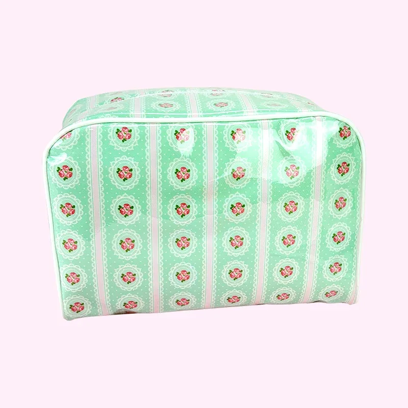 sac de rangement floral printemps-été, trousse de toilette portable mignonne pour femme, sac cosmétique imprimé en pvc transparent et nylon, pochette de voyage pour articles de toilette