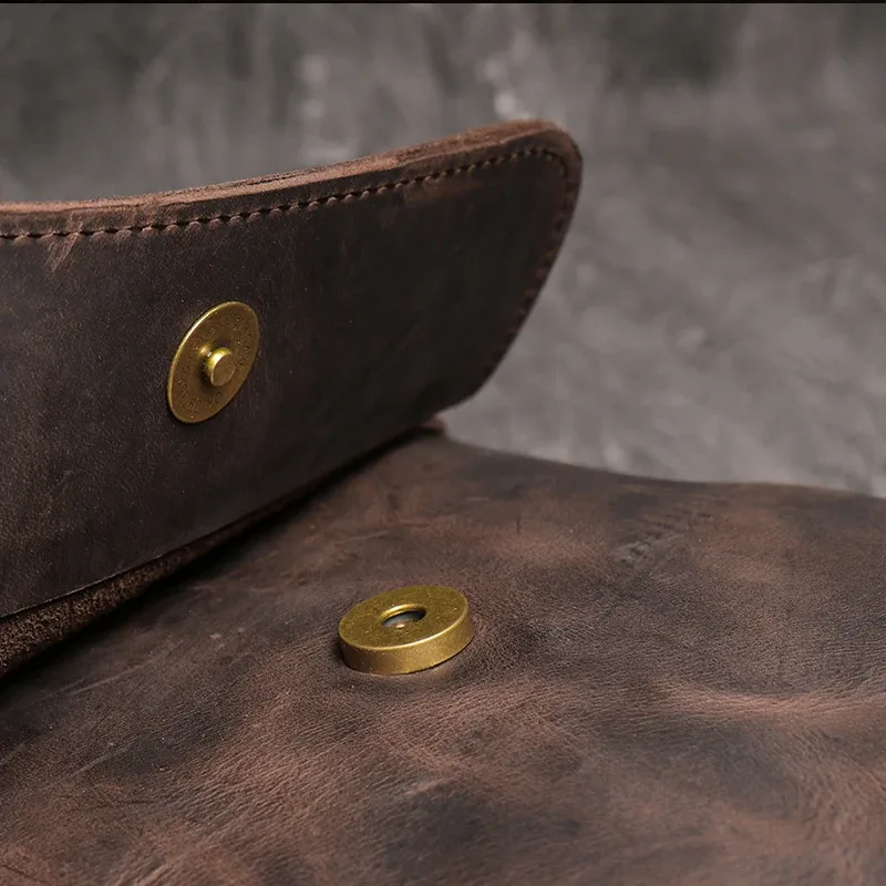sac à bandoulière vintage en cuir véritable foncé, sac pour téléphone, sac à bandoulière en cuir de vache pour hommes, sac pour ipad de 7.9 pouces
