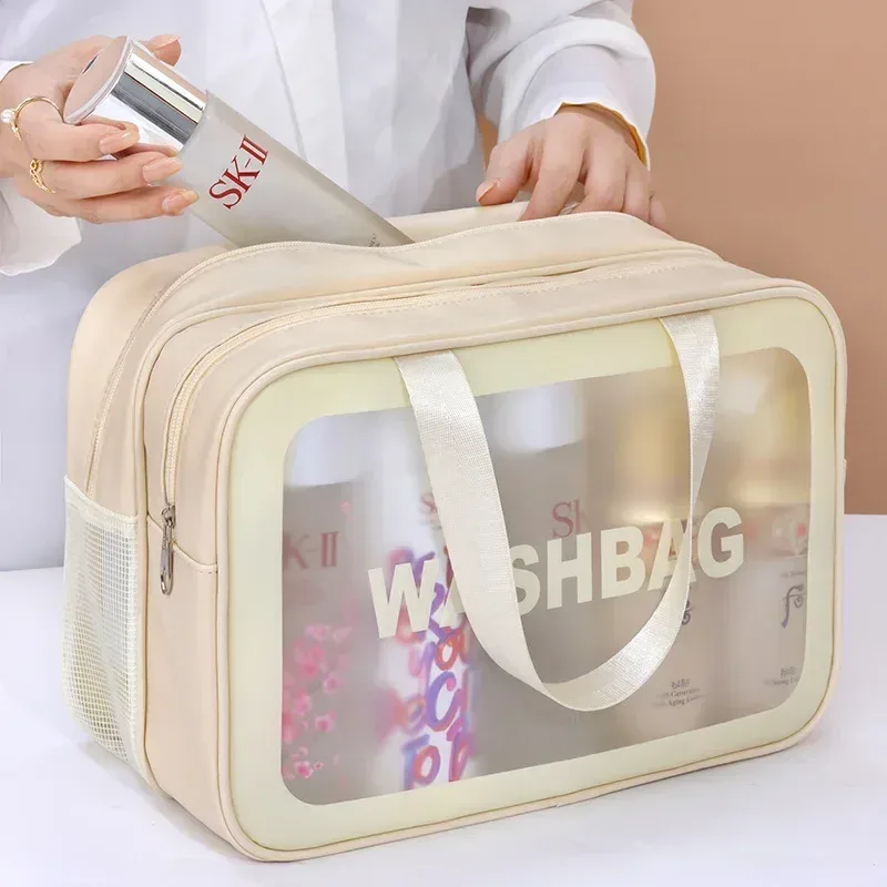 Sac de maquillage séparé pour articles humides et secs, trousse de toilette portable, sac de rangement grande capacité pour essentiels de voyage, fitness et natation