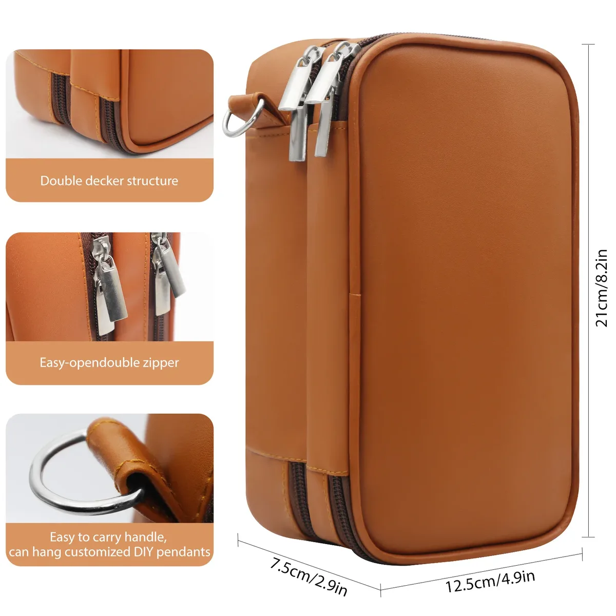 sac de rangement portable marron pour fournitures diabétiques, étui de voyage pour insuline simple ou double couche, sac seul
