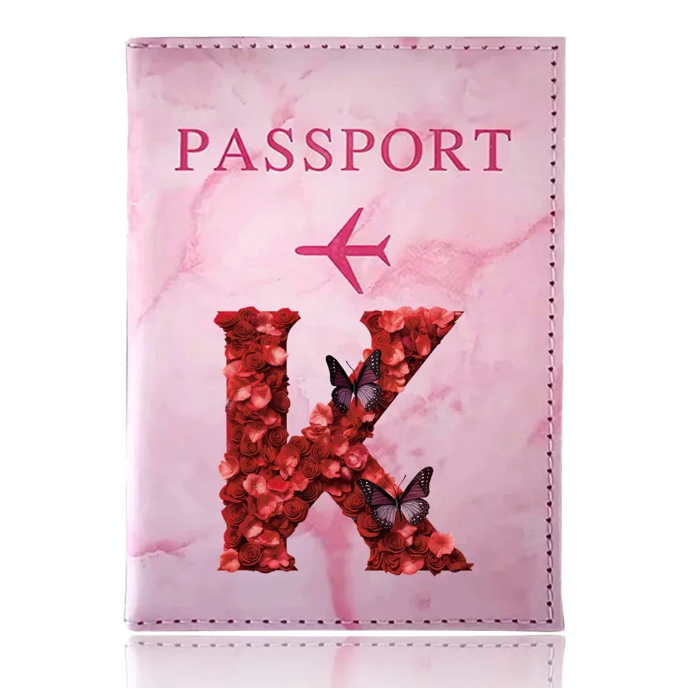 étui de passeport imprimé série rose rouge, porte-passeport, accessoires de voyage, housse de protection pour avion