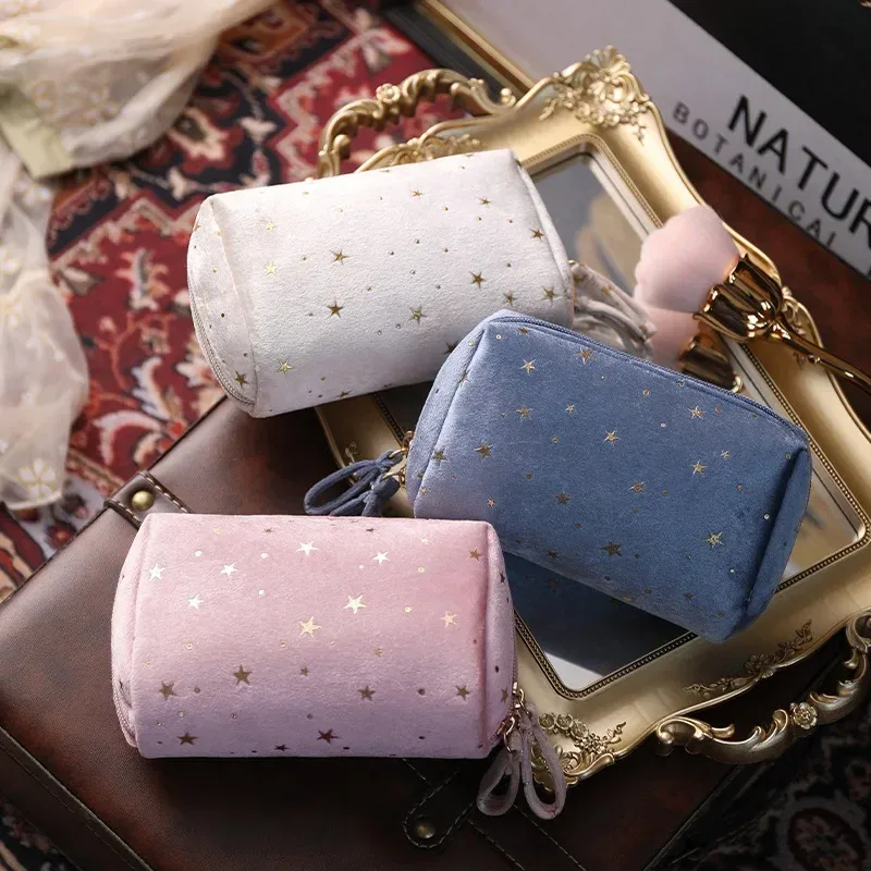 fille velours maquillage sac organisateur doux fille rouge à lèvres sac de rangement femmes toilette beauté maquillage étui pochette portable sac cosmétique