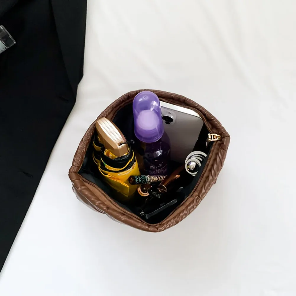 trousse de maquillage matelassurera pour femme, sac cosmétique, sac de rangement de maquillage matelassé, grande capacité, poudres de maquillage, trousse de toilette solide