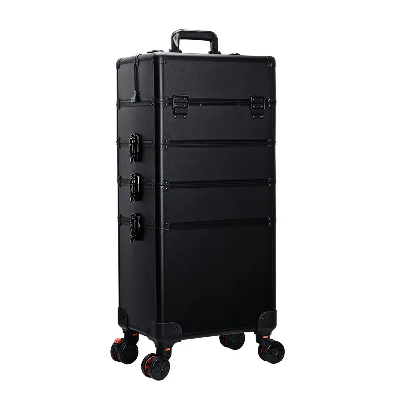 valise de maquillage portable grande capacité, boîte à outils de voyage pour ongles et tatouages, trolley professionnel multicouche à combinaison libre