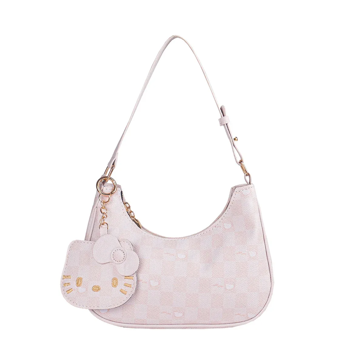 sac à main pour femmes y2k, mignon, à porter sous le bras ou à l'épaule, motif à carreaux, en cuir pu, sac hobo avec pendentif de dessin animé, sac à main quotidien tendance pour filles.