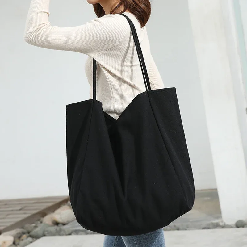 Grand sac de Shopping en toile pour femmes, fourre-tout solide réutilisable, Extra Large, sac à main d'épicerie, sacs à bandoulière écologiques pour dames, bourse en tissu épais