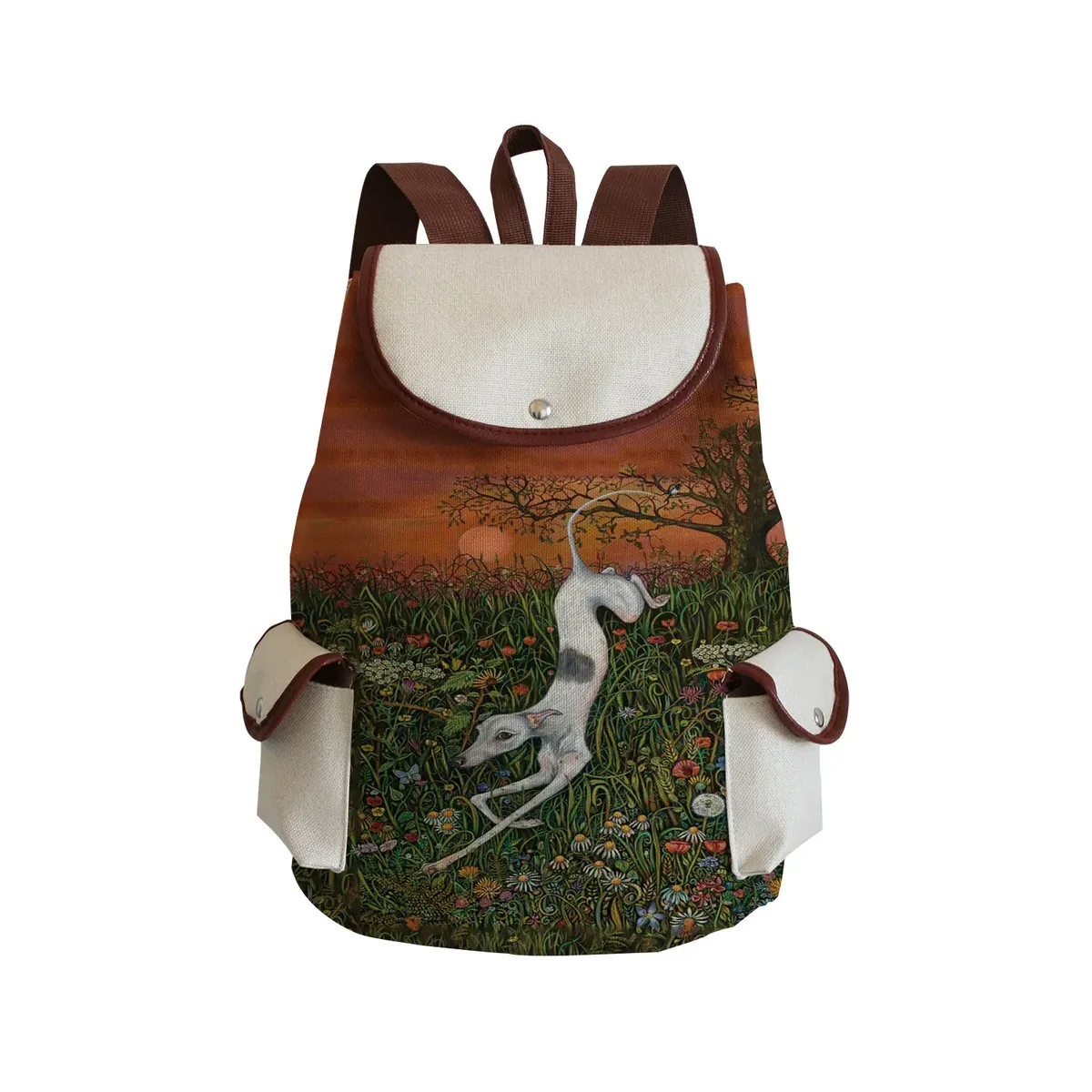 sac à dos personnalisé avec peinture à l'huile et imprimé de chien lévrier, sacoche de styliste durable pour shopping et voyage, accessoire d'extérieur décontracté pour femme
