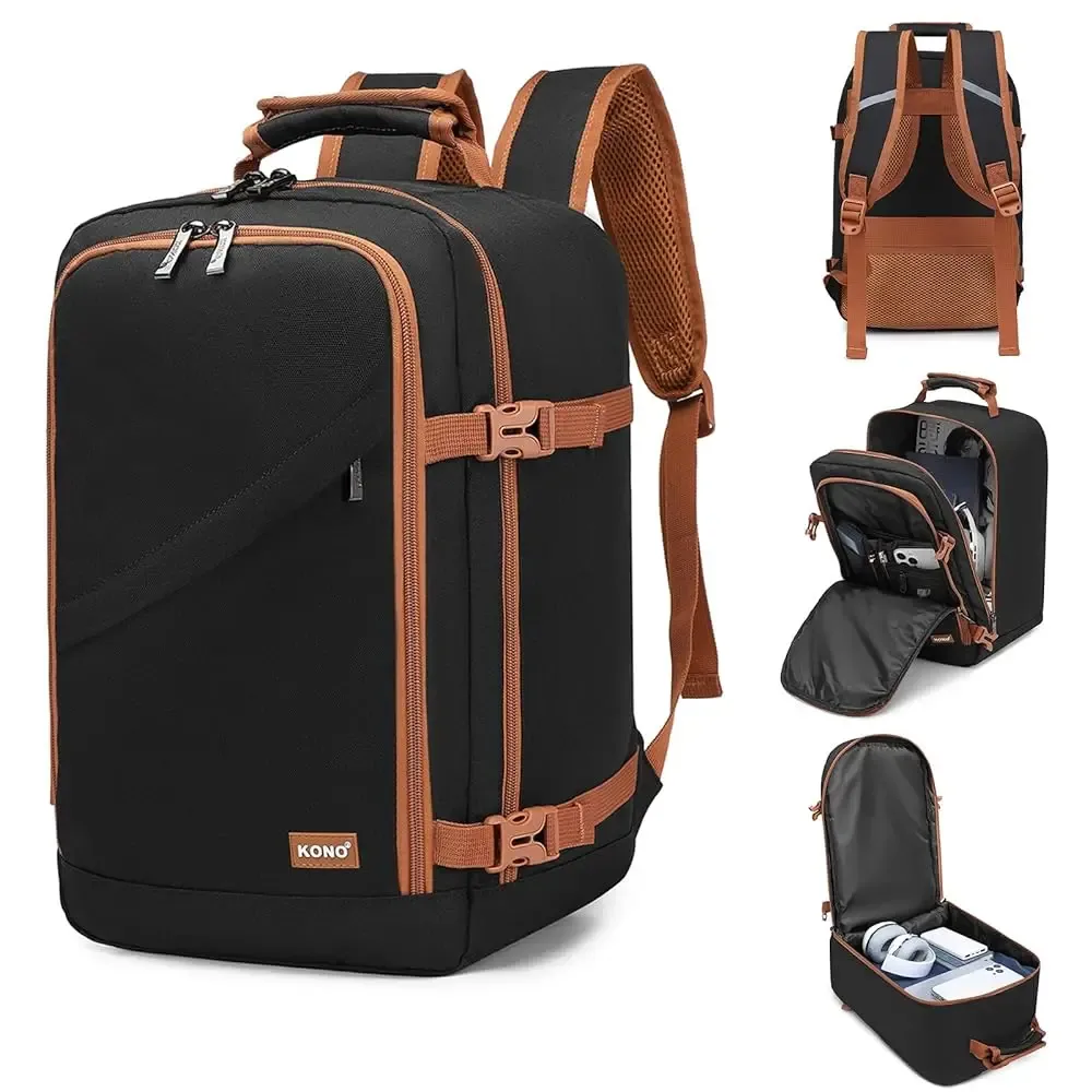 kono sac de cabine 40x20x25 cm pour sac à dos de bagage à main ryanair sous le siège, taille cabine 20l noir minimaliste