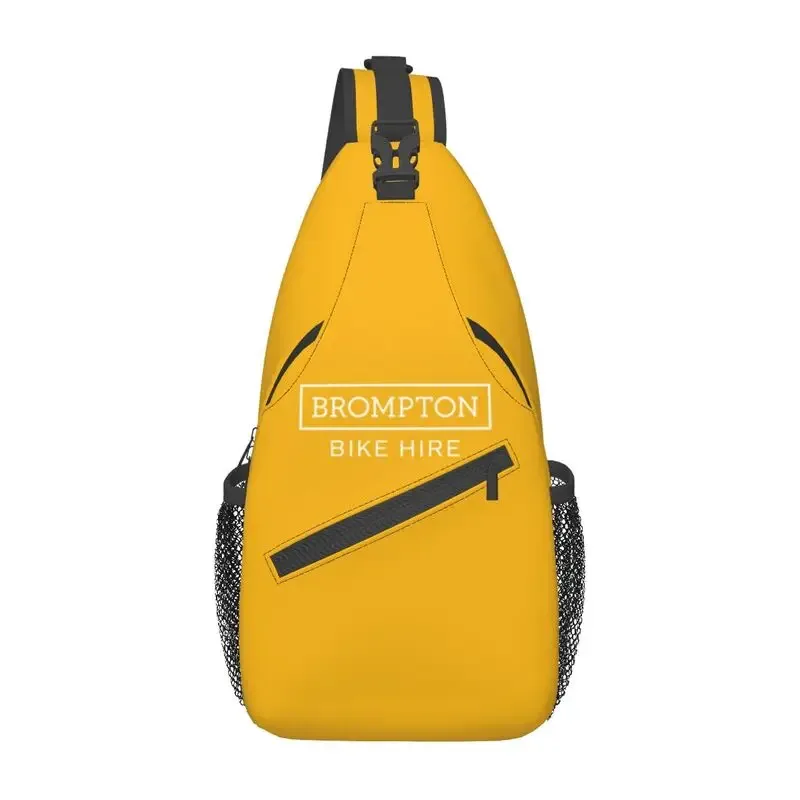 sac dos polyester jaune motif vélos brompton poche avant maille noire bandoulière ajustable voyage mode unisexe